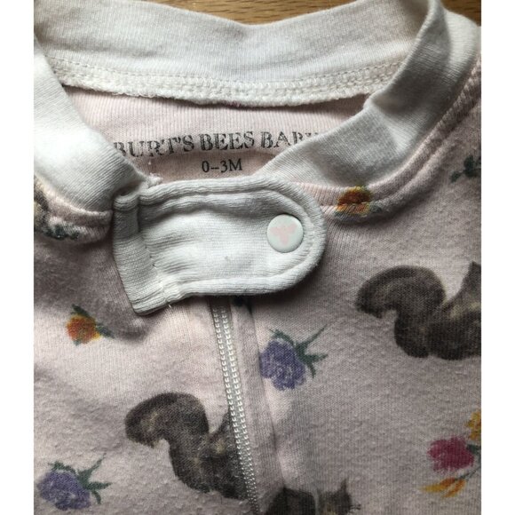 Burts Bees 0-3M Squirrel Zip Up Footie - Picture 2 of 5